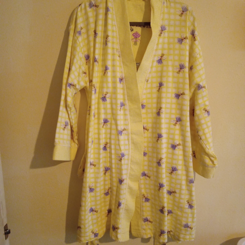 Anne Lewin Yellow and Purple Checkered Robe